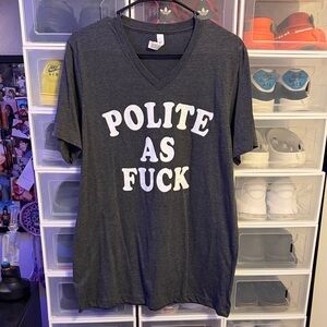 Gray V-Neck Graphic T-Shirt